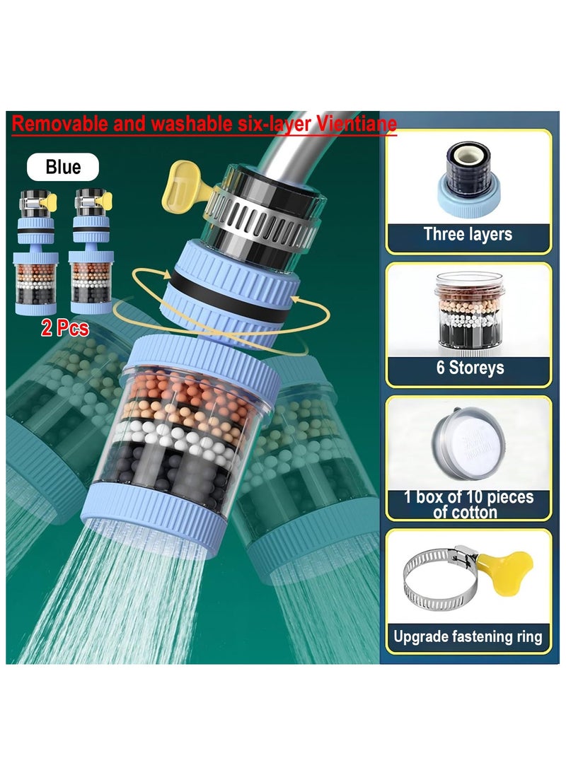 2PCS Sink Filter Water Faucet, Universal 360 Degree Rotating Sink Filter , 6 Layer Cartridge Activated Carbon Filters,Kitchen Faucet Water Filter for Home Kitchen Bathroom