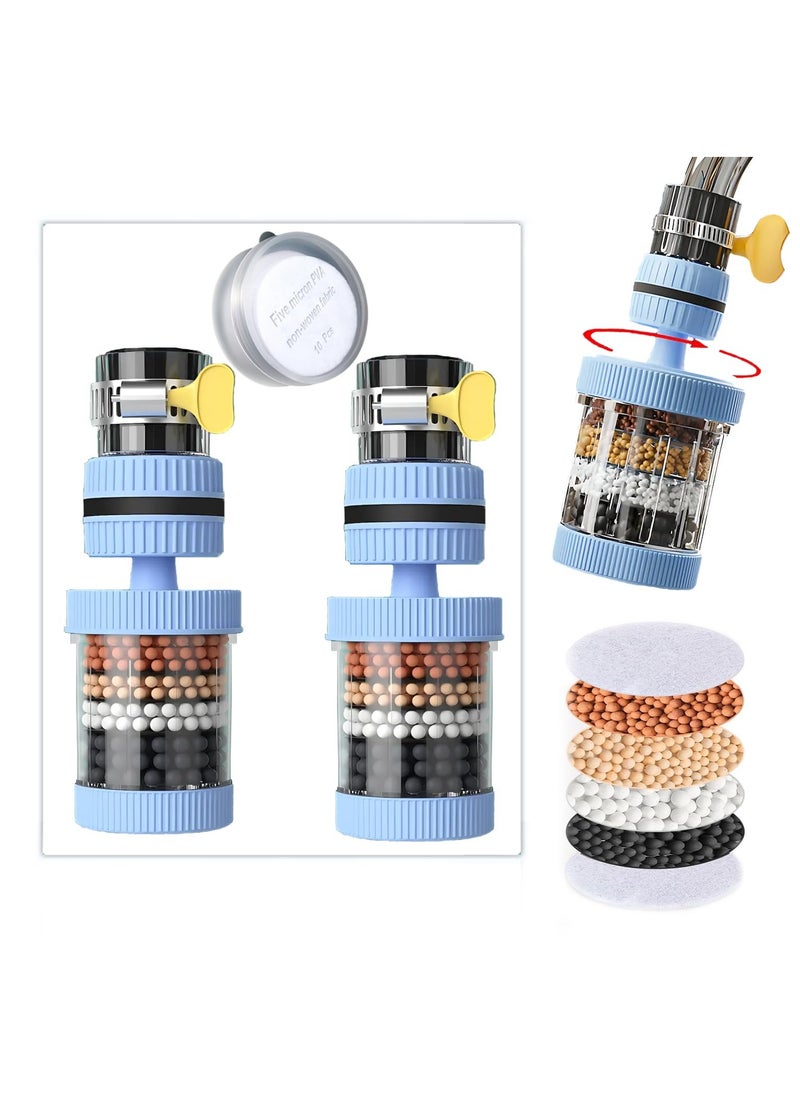 HaHaHai - 2PCS  Maifanshi Faucet Water Filter 6 Layer Cartridge Activated Carbon Filters, 360° Rotating Faucet Water Filter Suitable for Circular Faucets with A Diameter of 15mm-32mm - Image 1