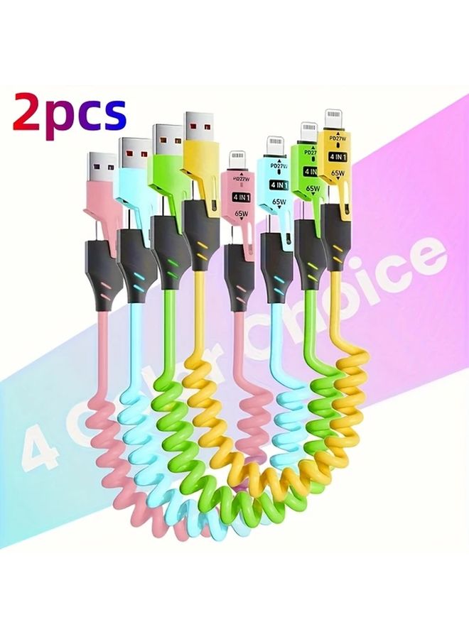 2pcs 4 In 1 Black Retractable USB C Fast Charging Cable 50W 36V Safe - Image 5