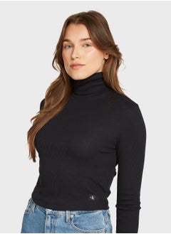 Calvin Klein Jeans WOVEN LABEL RIB ROLLNECK  - Image 3