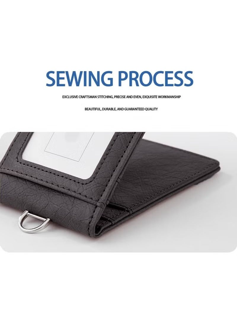 حامل بطاقات هوية من الجلد، حامل بطاقات هوية متعدد الفتحات، سعة كبيرة من الجلد، يمكنه حمل بطاقات بنكية متعددة، وبطاقات هوية، وبطاقات عمل، وبطاقات مترو الأنفاق، وما إلى ذلك - Image 5