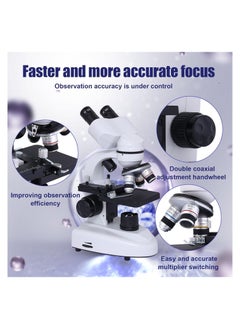 Generic Binocular Compound Microscope 40X-2000X, Research Grade Professional Microscope with Dual Mechanical Stages & Coaxial Coarse/Fine Focus Knobs, Adult Microscope, Kids Students Adults Phone Adapter  - Image 5