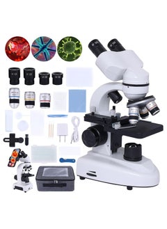Generic Binocular Compound Microscope 40X-2000X, Research Grade Professional Microscope with Dual Mechanical Stages & Coaxial Coarse/Fine Focus Knobs, Adult Microscope, Kids Students Adults Phone Adapter  - Image 1
