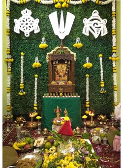 SP SELLPLUS Sellplus Backdrop Setup for Mehndi haldi Marrige Pooja ganpati Home Decoration Combo of Marigold Strings Set 41 