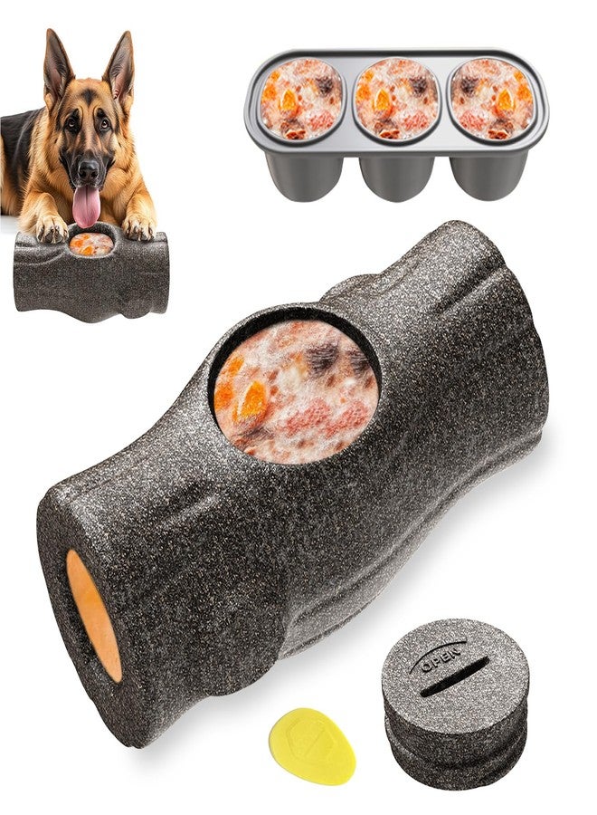 VOXGET Interactive Dog Treat Toy for Aggressive Chewers, Indestructible Enrichment Chew Toy for Puppy Teething, Frozen Treat Holder with Molds for Large Dogs Pets Keep Busy Reduce Anxiety -Gray - Image 1