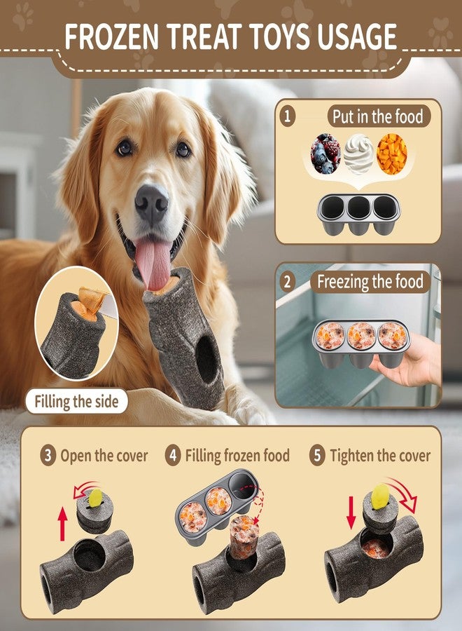 VOXGET Interactive Dog Treat Toy for Aggressive Chewers, Indestructible Enrichment Chew Toy for Puppy Teething, Frozen Treat Holder with Molds for Large Dogs Pets Keep Busy Reduce Anxiety -Gray - Image 4