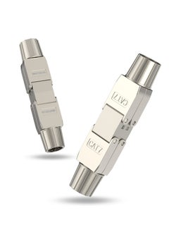 KASTWAVE Cat7 RJ45 Coupler, Tool-Free RJ45 Coupler Shielded, Tool Less Ethernet Cable Extender PoE+, Ethernet LAN Cable Connector for Cat7/Cat6A Network Cables 2 Pack, Silver  - Image 1