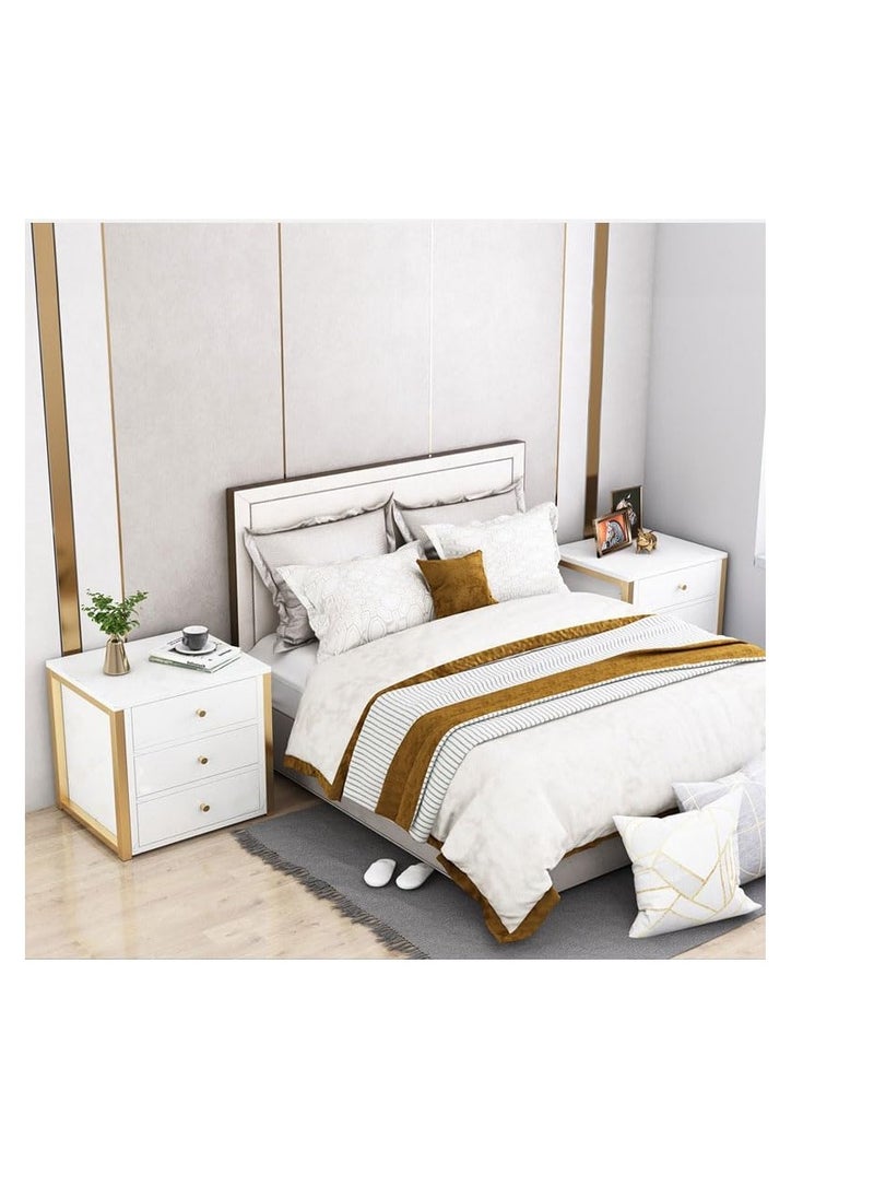 Generic - 3 Drawers Nightstand Table Bed Side Table With Drawer For Bedroom Metal Frame Bedside Table with Storage Living Room Sofa End Table for Small Space Home Storage Cabinet Desk (CT4-White) - Image 1