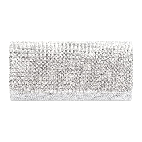 Naimo Shiny Rhinestone Sequin Clutch Bag Envelop Bag Evening Purse with Chain - Image 1