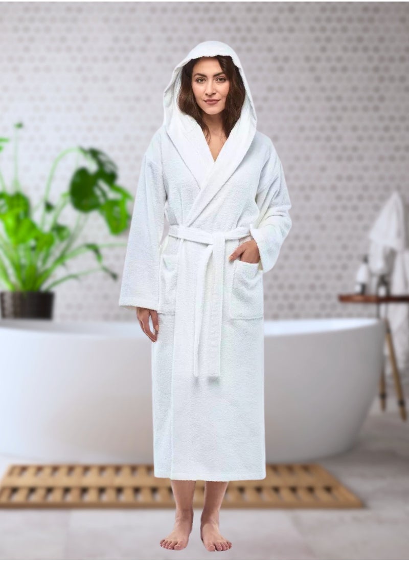 1Chase - Luxury Hooded Bathrobe for Adults - Ultra Soft, Absorbent, Hotel & Spa Quality, White Cotton Robe for Men & Women - Image 1