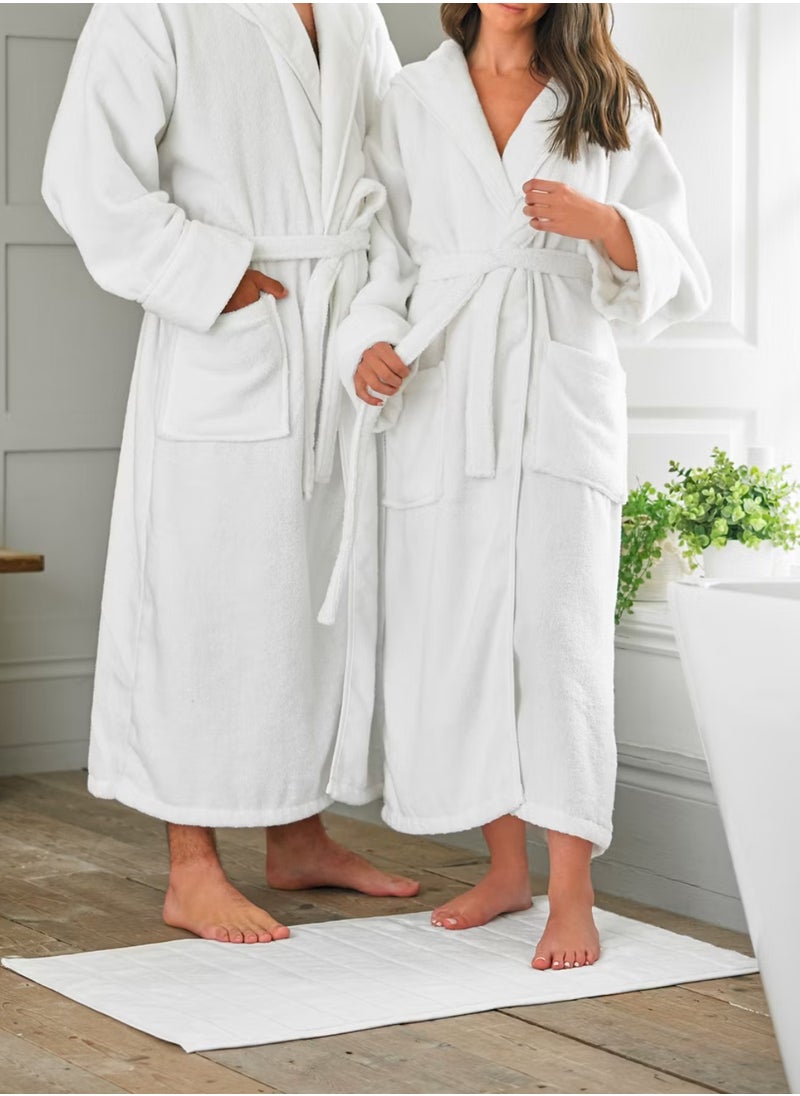 1Chase - Luxury Hooded Bathrobe for Adults - Ultra Soft, Absorbent, Hotel & Spa Quality, White Cotton Robe for Men & Women - Image 1
