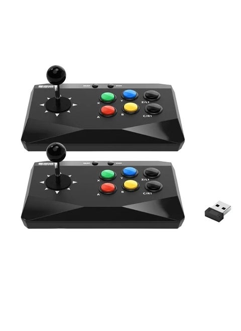 Arcade Fighter Stick, 2.4G Wireless Video Game Console Controller, Comfortable And Accurate Gaming Joystick, Compact Portable Game Arcade Keyboard For Pc Android Tv Box, (2pcs)