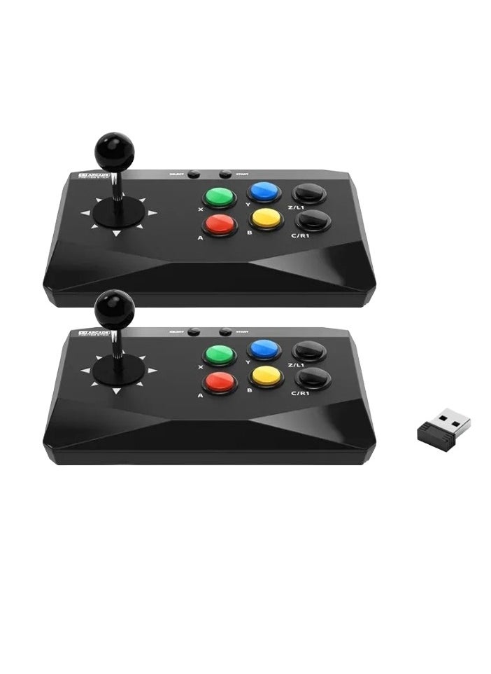 DATA FROG - Arcade Fighter Stick, 2.4G Wireless Video Game Console Controller, Comfortable And Accurate Gaming Joystick, Compact Portable Game Arcade Keyboard For Pc Android Tv Box, (2pcs) - Image 1