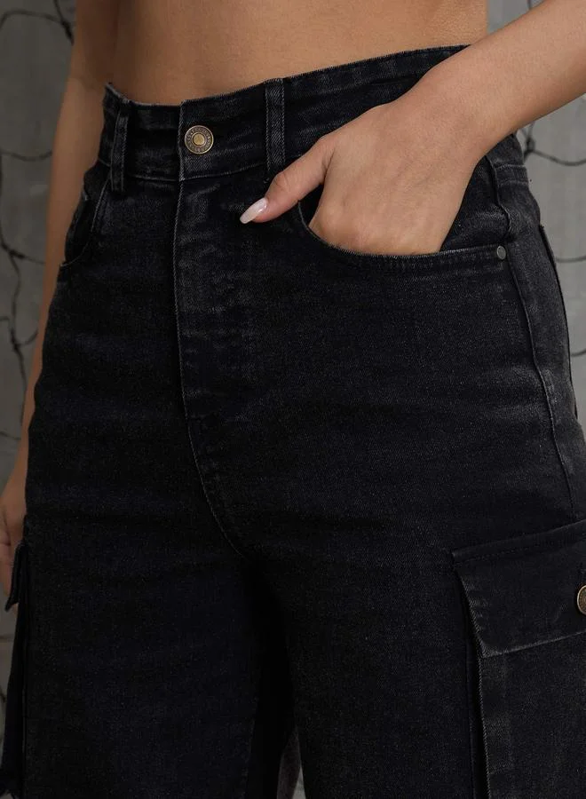 SASSAFRAS Sassafras Women Washed Multi Pockets Cargo Jeans