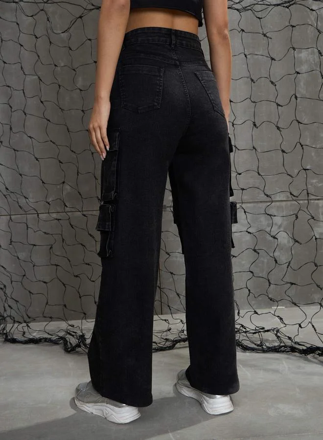 SASSAFRAS Sassafras Women Washed Multi Pockets Cargo Jeans