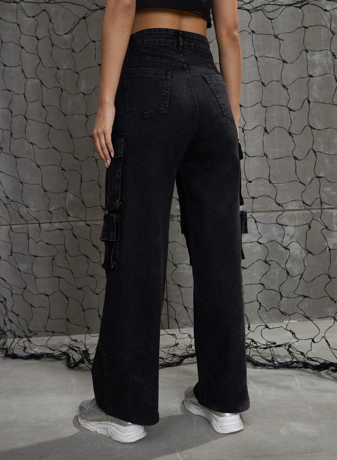 SASSAFRAS Women Washed Multi Pockets Cargo Jeans - Image 5