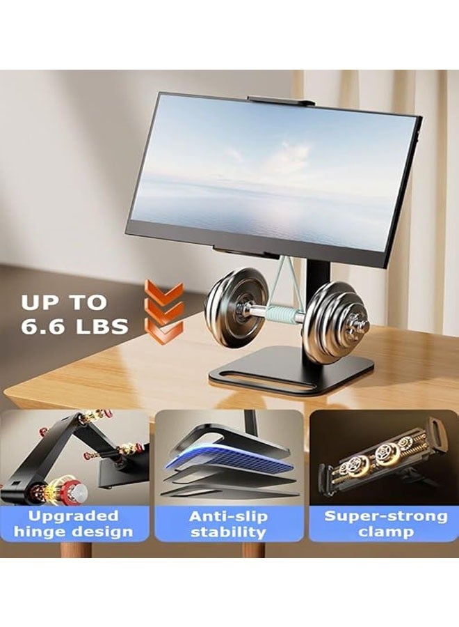 Portable clip-on mount for monitor/tablet/iPad, 360° rotatable, sturdy base for 12 to 17.3 screens (both arms) - Image 2