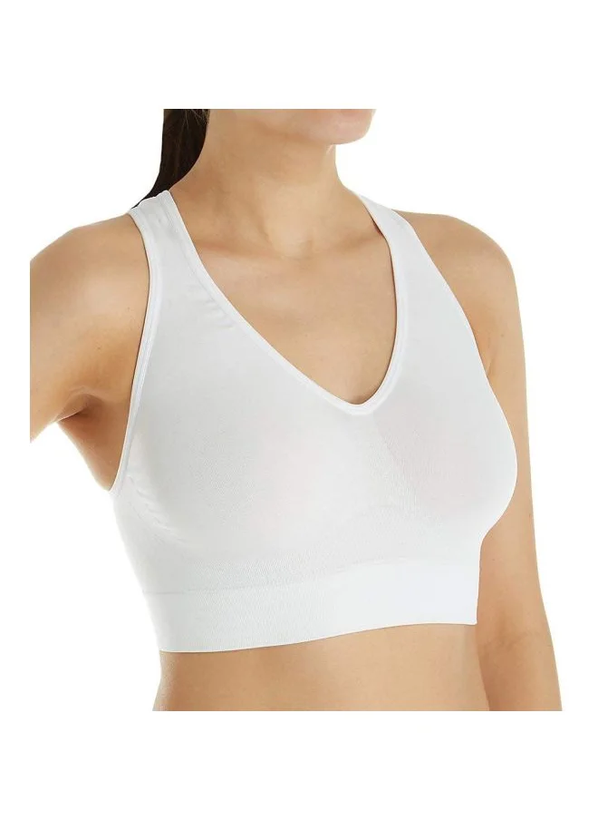 هينز Hanes Womens Get Cosy Racerback Bra White Large