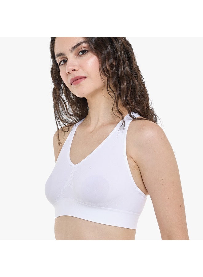 هينز حمالة صدر هينز نسائية مريحة بتصميم سباق أبيض مقاس كبير - Image 2