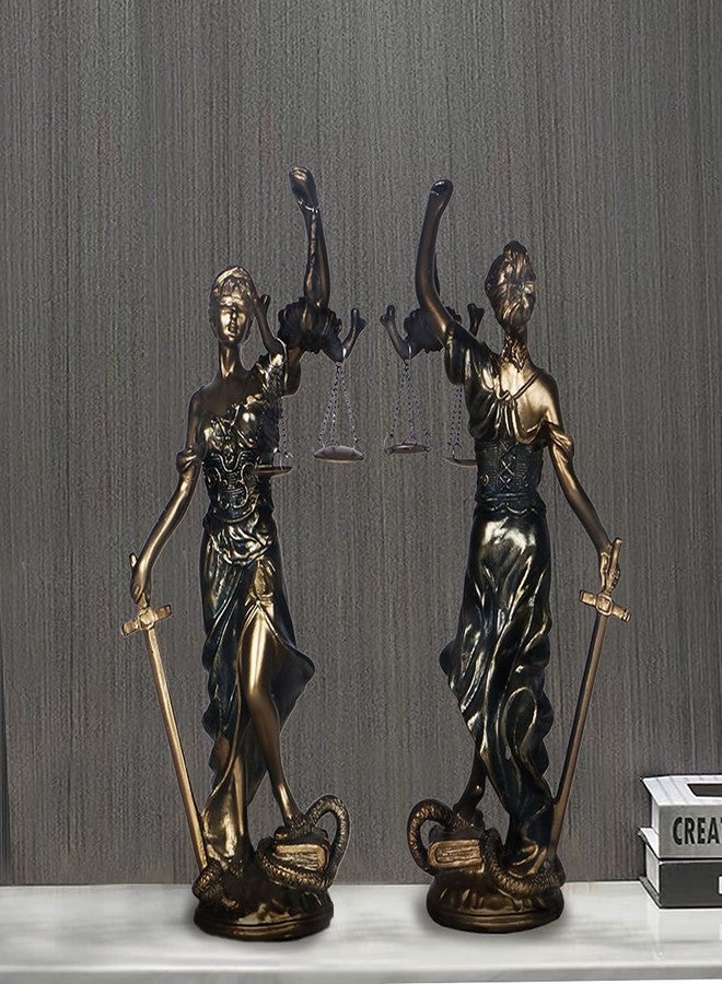 Dawbun 12.3 in Lady Justice Statue Scale of Justice Sculpture Blind Justice Figurine Law Office Decor for Desk Bookshelf Living Room Ldeal Gift for Lawyer Friends Who Long for Fairness and Justice - Image 4