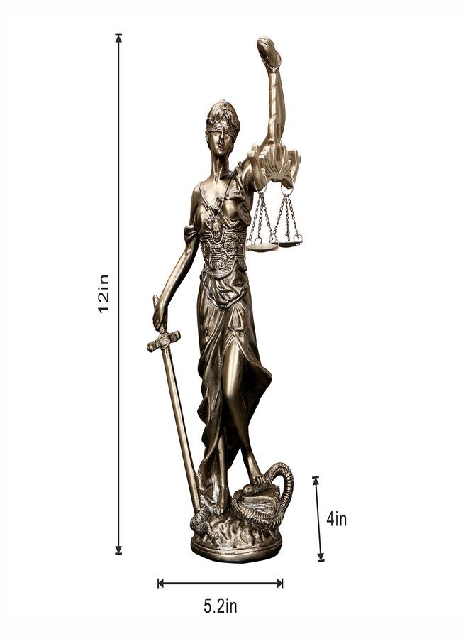 Dawbun 12.3 in Lady Justice Statue Scale of Justice Sculpture Blind Justice Figurine Law Office Decor for Desk Bookshelf Living Room Ldeal Gift for Lawyer Friends Who Long for Fairness and Justice - Image 2