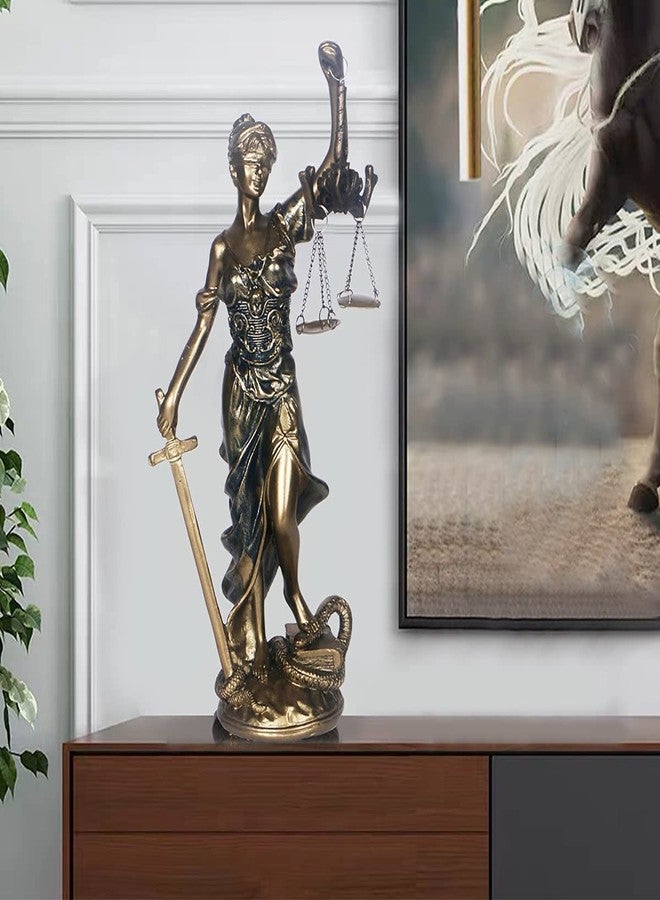 Dawbun 12.3 in Lady Justice Statue Scale of Justice Sculpture Blind Justice Figurine Law Office Decor for Desk Bookshelf Living Room Ldeal Gift for Lawyer Friends Who Long for Fairness and Justice - Image 5