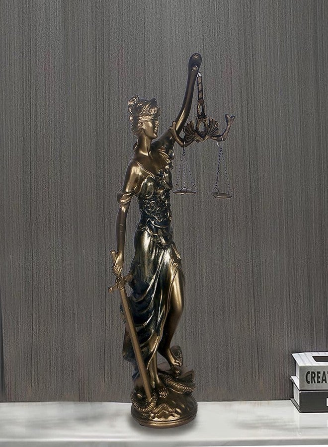 Dawbun 12.3 in Lady Justice Statue Scale of Justice Sculpture Blind Justice Figurine Law Office Decor for Desk Bookshelf Living Room Ldeal Gift for Lawyer Friends Who Long for Fairness and Justice - Image 3