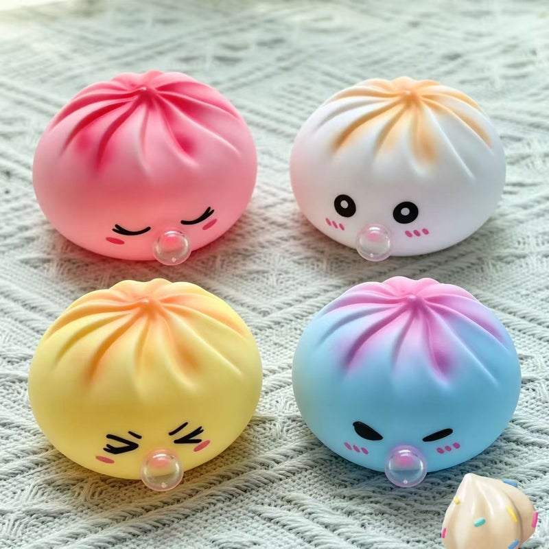 Bubble Baozi 5.5cm Slow Rebound Squishy Toy with Steamer Basket Colorful - Image 4
