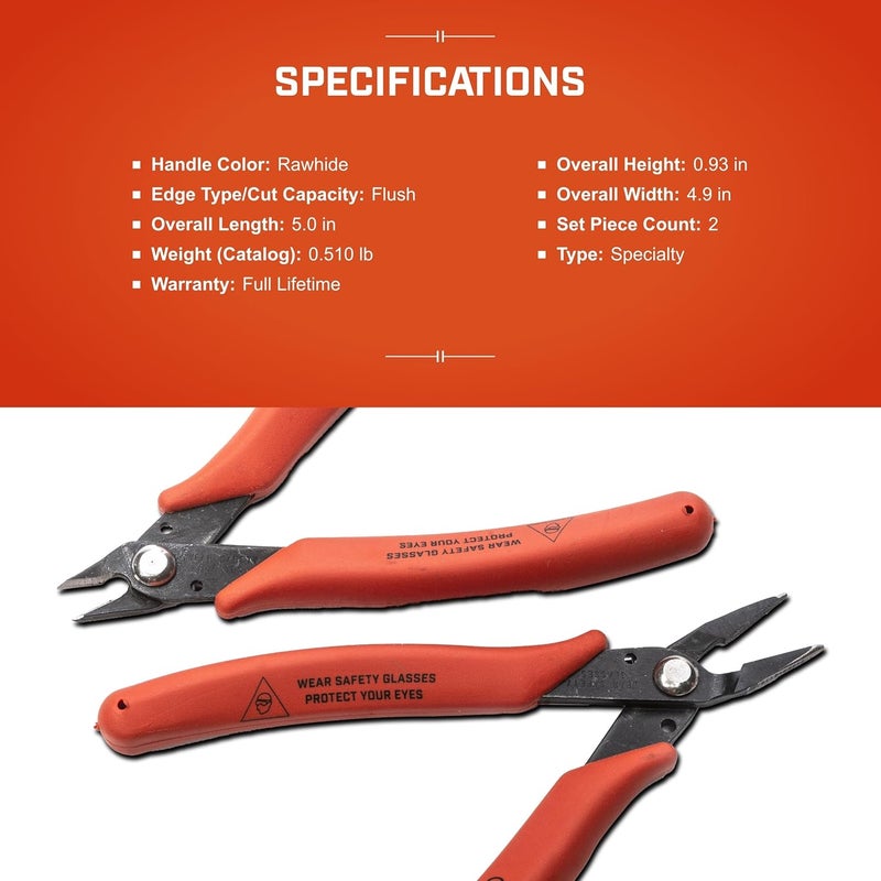 Crescent Shear Cutter Mini Pliers Set - Electrician Tool for up to 20-Gauge AWG Soft Wires (0.8 mm) - Premium Hand Tool - 2-Piece Set - S2KS5NN - Image 5