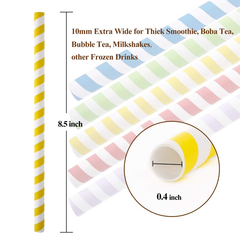 Hiware 100 Pack, Extra Wide Paper Smoothie, Boba Straws - 10 mm Wide Biodegradable Straws for Bubble Tea (Tapioca, Boba Pearls), Milkshakes, Jumbo Drinks - Shower, Wedding Party Supplies Decorations - Image 3