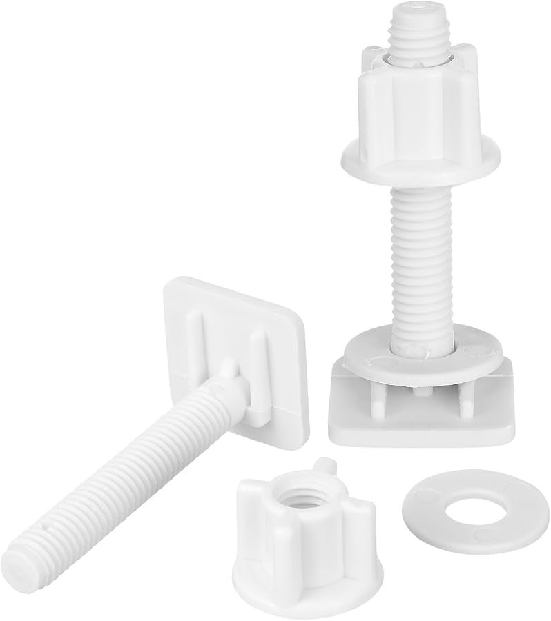 Toilet Seat Installation Kit with Screws Nuts Washers 2 Pack Plastic Hinge Replacement - Image 1