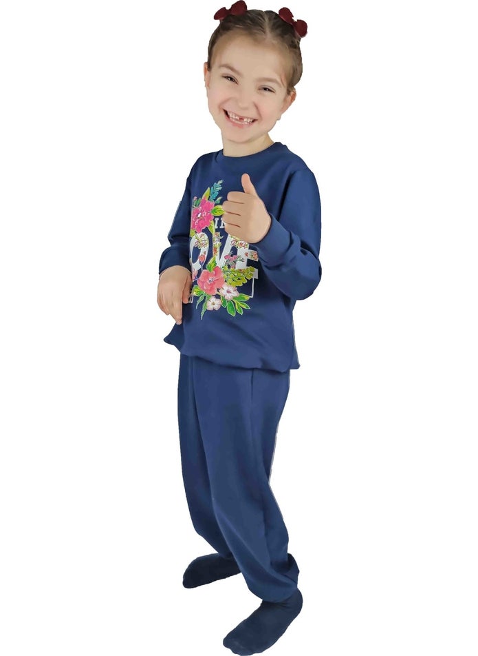 Girl Waitress Navy Blue Printed Cotton Tracksuit Set - pzsku/Z28BA6FB25482A1E04ABCZ/45/_/1731017151/30ec7808-d836-46af-9e2d-8229317f7c47