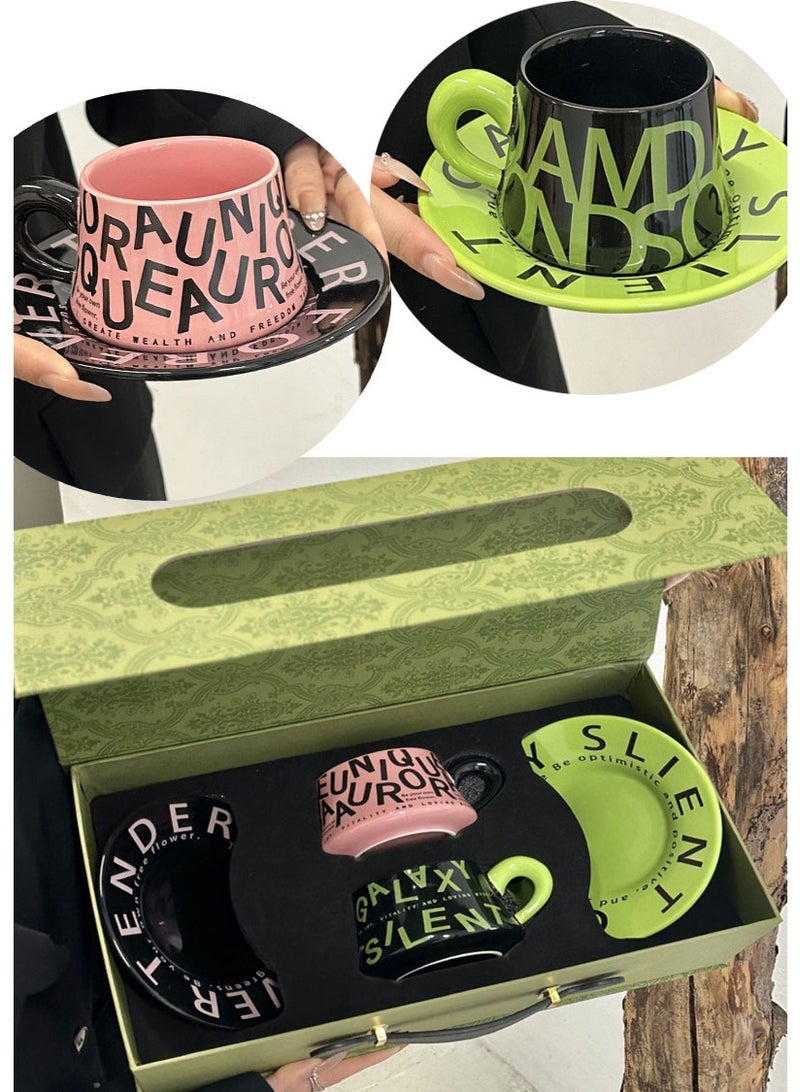 NIBEMINENT Luxury 2-Piece Ceramic Coffee Cup & Tea Cup , Mug Cup with Elegant Gift Boxed for  friend Wedding, Housewarming or Home Decor - Image 1