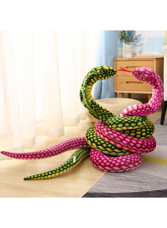 Loquat Simulation Cobra Python Plush Toy Funny Pattern Snake Doll  Trick Gift-Specifications:Plate Height 15cm Lengthened 80cm 90g-Color:Yellow - Image 4