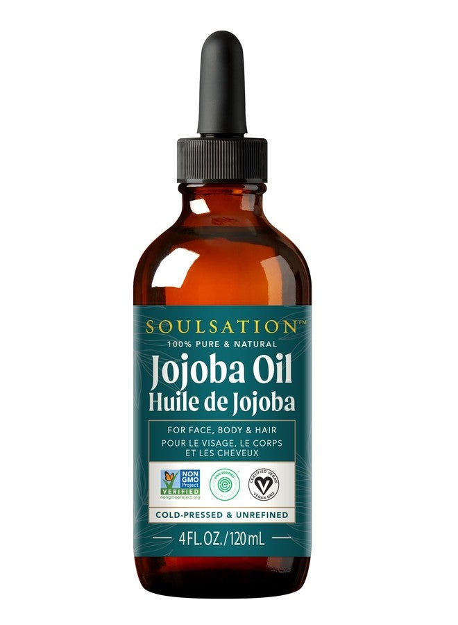 SOULSATION Pure Jojoba Oil for Skin, Hair, Face & Body - 100% Natural, Cold Pressed, Unrefined | Non-GMO, EWG Verified, Cruelty-Free, Vegan Moisturizing Oil for Dry Skin, Scalp & Beard 4oz - Image 1