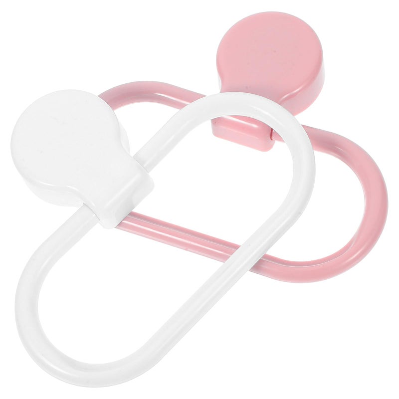 White And Pink Self Adhesive Towel Ring Set Wall Mounted Space Saving Holder - Image 2