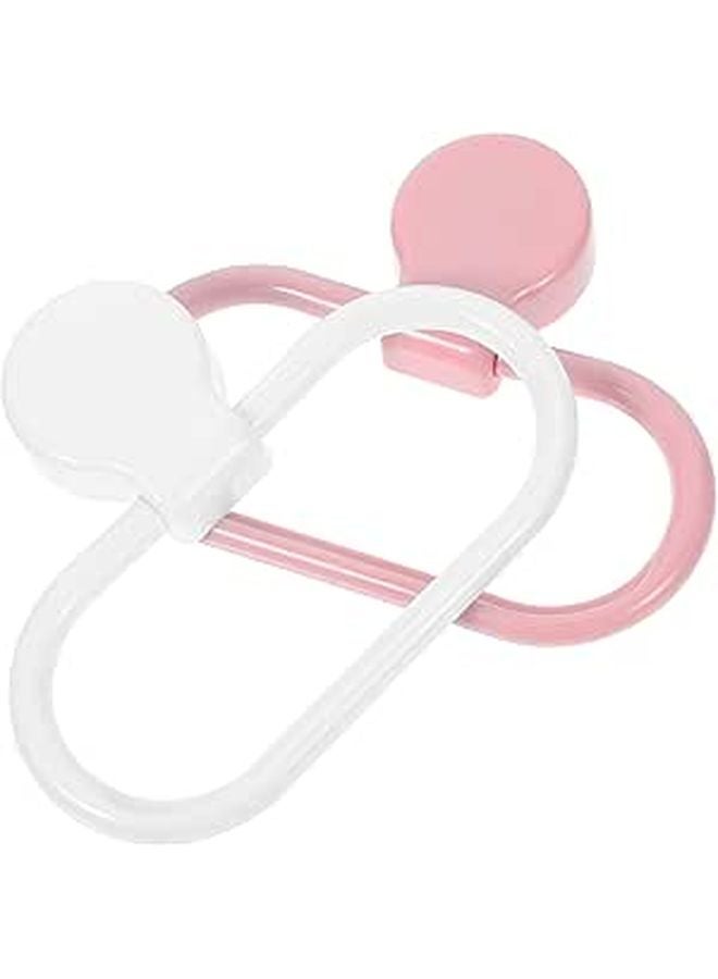 White And Pink Self Adhesive Towel Ring Set Wall Mounted Space Saving Holder - Image 1