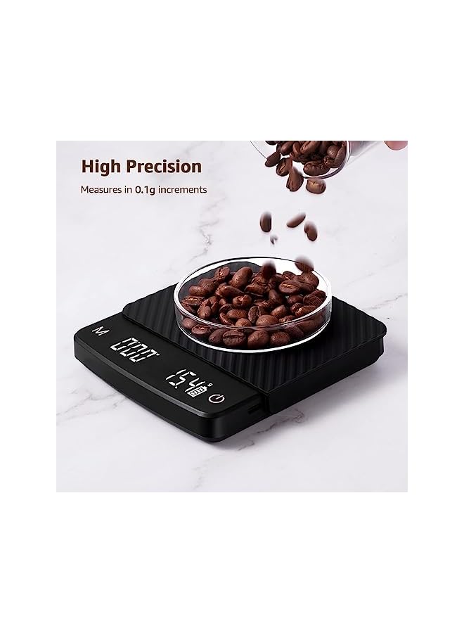 PROMASS coffee scale with timer, 2kg/0.1g High Precision Espresso Scale for Espresso and Pour Over Coffee,High Precision Small Multifunctional Digital Kitchen Food Scale - Image 2