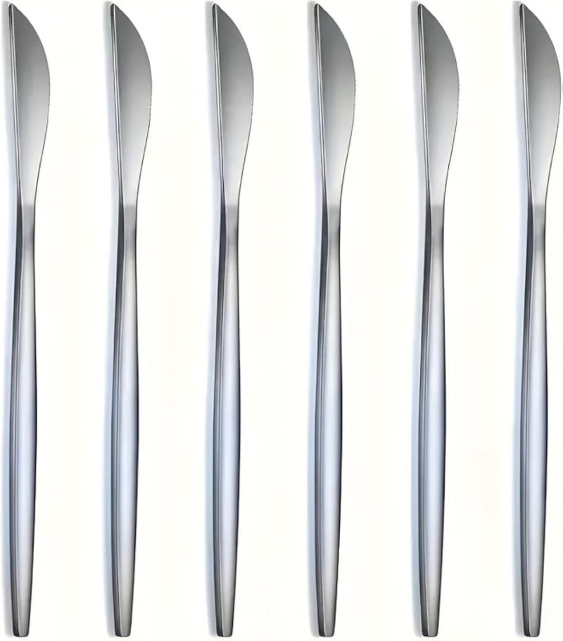 Flatware Set - Premium Stainless Steel Silver Dinner Knife Featuring Dishwasher-Safe Surface and Classic Design, Ideal for Home Dining, Restaurants, or Thoughtful Gifts for Special Occasions (6PCS)
