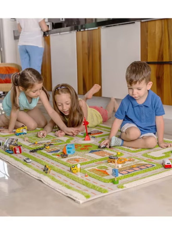 IVI 3D Play Carpet Traffic Design - Large | Green | Activity Playmat for Kids & Children | Bedroom, Living Room, Nursery Rug | Polypropylene | Foldable | 180 cm x 134 cm - Image 5
