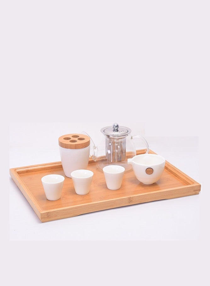 INSENSE Breakfast tray, bamboo tray, fruit decoration tray, tea and snack tray, coffee, dry breakfast, bathroom, rustic style - Image 3
