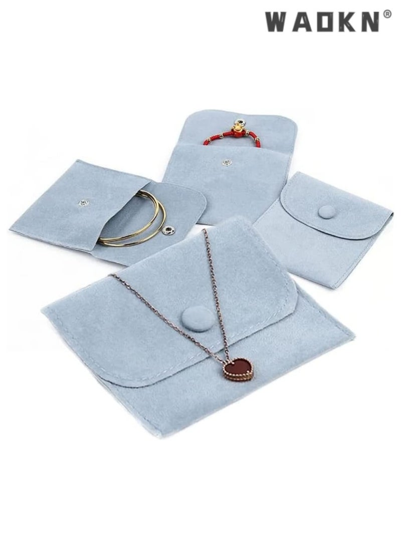 WAOKN - Elegant Silk Jewelry Storage Pouch with Snap Button Gift Bags, Small Jewelry Box for Bracelets, Necklaces, Earrings, Rings, Pendants, Brooches, Watches, and Other Small Items 6 Pcs (Pink+Blue) - Image 1