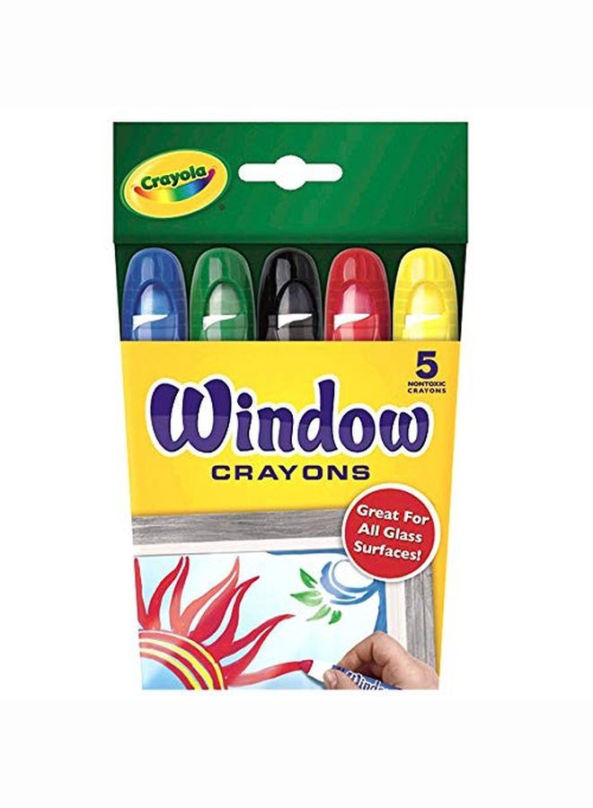Crayola أقلام شمع قابلة للغسل للنوافذ متنوعة 5 قطع - Image 1