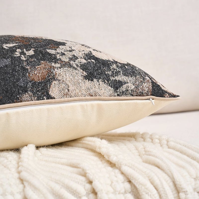 Yangest Neutral Flower Pillow Cover 18 x18 Inches, Nature Chenille Square Throw Pillow Cover Soft Luxury Accent Couch Pillow Cover for Living Room Bedroom, Coffee Brown - Image 3