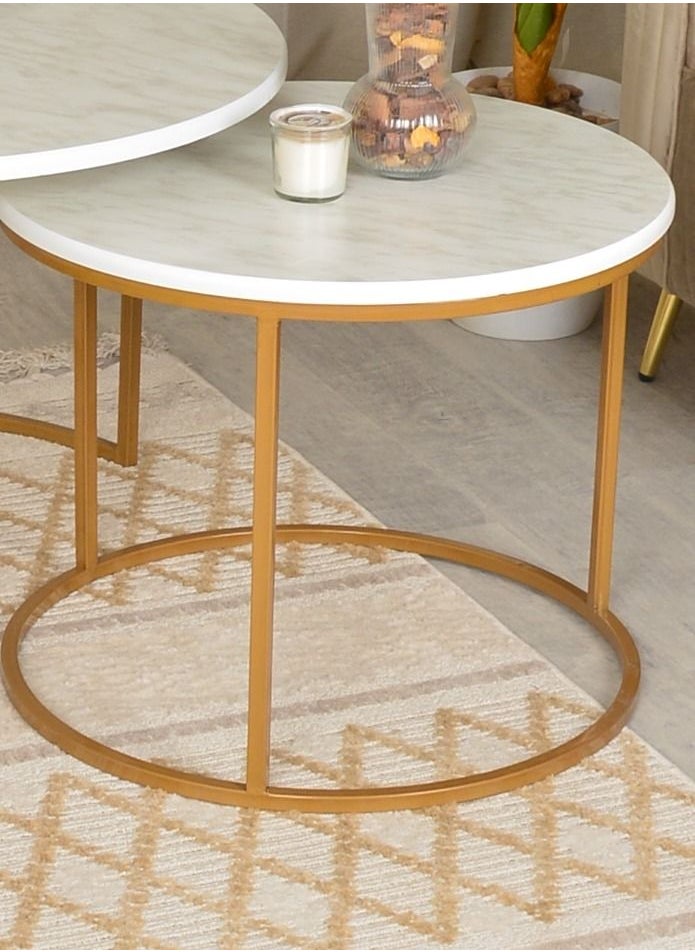 alimforyou - A set of two nesting tables comes in a circular shape and a wooden top with a wonderful design that makes it an ideal choice for you. Size: 80*50*80 cm - Image 1