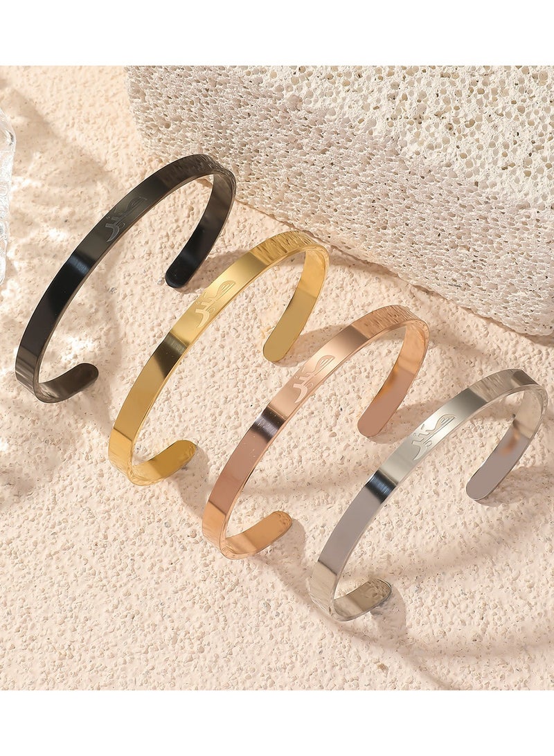 Mark Fairwhale Vintage Stainless Steel Carved C-Shaped Open Men's And Women's Bracelet  - Image 2