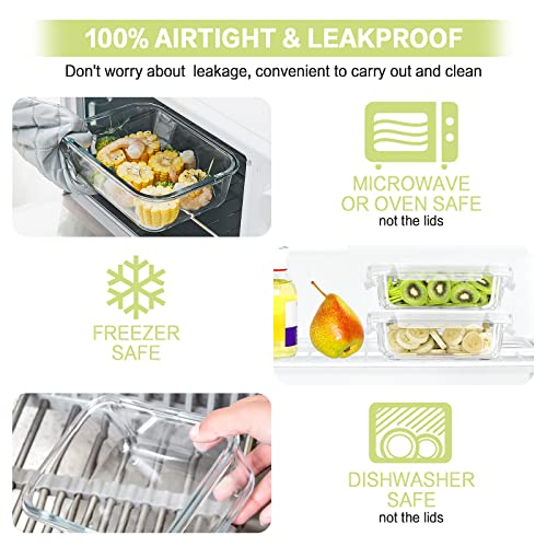 Bayco 10 Pack Meal Prep Containers, Glass Food Storage Containers with Lids, Airtight Lunch Bento Boxes, BPA-Free & Leak Proof (10 lids & 10 Containers) - White - Image 4