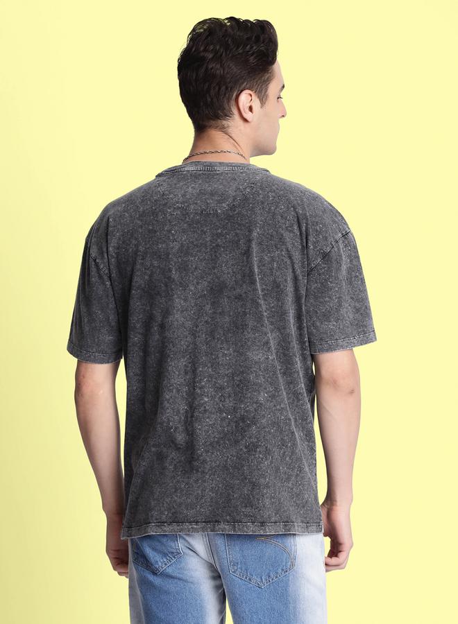 Take Two Men Grey Relaxed Fit Acid Wash T-Shirt By Bene Kleed - Image 5
