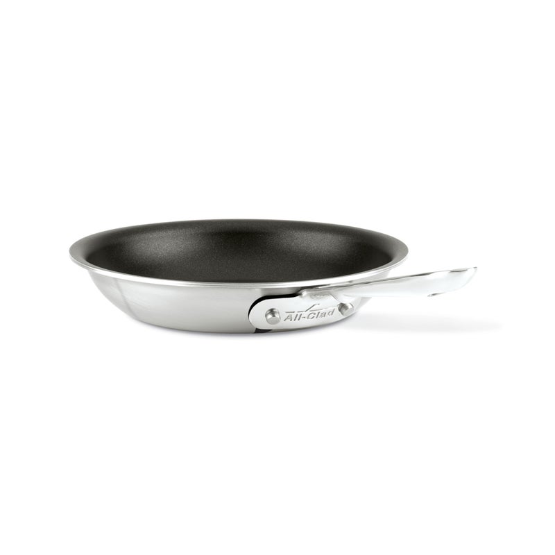 AllClad D5 8 Inch Brushed Stainless Steel Pro Non Stick Frying pan 5Ply Stainless Steel Pan Induction Oven Broiler Safe 500F Skillet Professional Cookware Silver