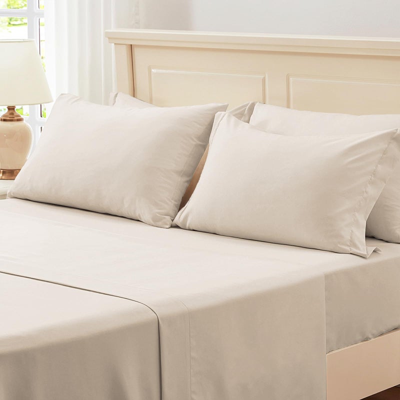 Zzlpp Beige Queen Comforter Set 7 Pieces, Seersucker Bed in a Bag for Bedroom, All Season Bedding Sets with 1 Comforter, 2 Pillow Shams, 2 Pillowcases, 1 Flat Sheet, 1 Fitted Sheet - Image 5